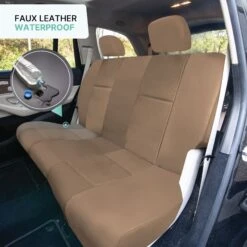 PU Leather Rear Seat Covers Tan(Pu Leather Rear Seat Covers Tan) 10 PU Leather Rear Seat Covers Tan(Pu Leather Rear Seat Covers Tan) -FH Group pu001 tan113 4