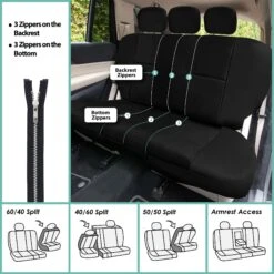 Premium PU Leather Seat Covers - Front Set Black(Premium Pu Leather Seat Covers Front Set Black) -FH Group pu002 black 7