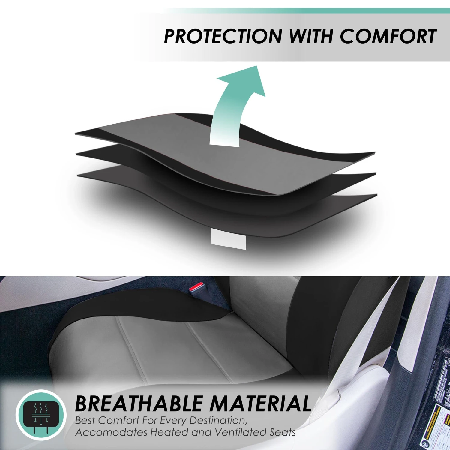 Premium PU Leather Seat Covers - Full Set Gray / Black(Premium Pu Leather Seat Covers Full Set Gray Black) 3 Premium PU Leather Seat Covers - Full Set Gray / Black(Premium Pu Leather Seat Covers Full Set Gray Black) - Image 3