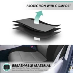 Premium PU Leather Seat Covers - Rear Gray / Black(Premium Pu Leather Seat Covers Rear Gray Black) -FH Group pu002 gray 3 d435121f 4554 4b2c a5d5 76f30548e778