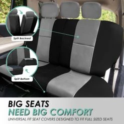 Premium PU Leather Seat Covers - Full Set Gray / Black(Premium Pu Leather Seat Covers Full Set Gray Black) 10 Premium PU Leather Seat Covers - Full Set Gray / Black(Premium Pu Leather Seat Covers Full Set Gray Black) -FH Group pu002 gray 4 b0047dc2 87f8 4059 8175 d9855c0f76d5