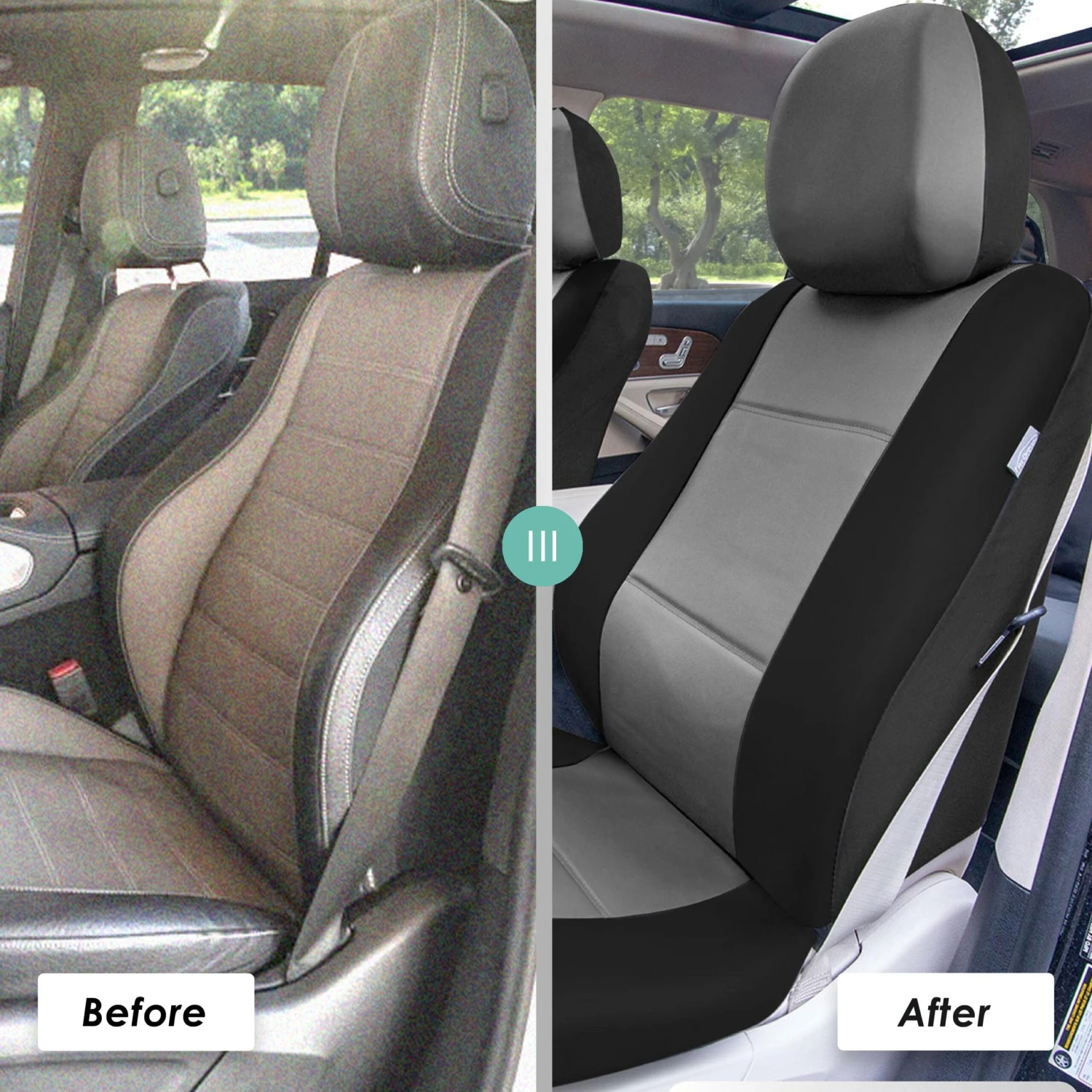 Premium PU Leather Seat Covers - Front Set Gray / Black(Premium Pu Leather Seat Covers Front Set Gray Black) 6 Premium PU Leather Seat Covers - Front Set Gray / Black(Premium Pu Leather Seat Covers Front Set Gray Black) - Image 6