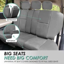 Premium PU Leather Seat Covers - Full Set Gray(Premium Pu Leather Seat Covers Full Set Gray) -FH Group pu002 solid gray 4 98b3831c fba8 4e15 924f d59d51827fb3