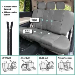 Premium PU Leather Seat Covers - Rear Gray(Premium Pu Leather Seat Covers Rear Gray) -FH Group pu002 solid gray 7 696fed10 7b94 478d 8a16 89b3af6c6863