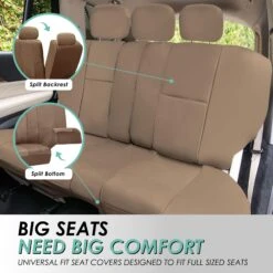 Premium PU Leather Seat Covers - Rear Tan(Premium Pu Leather Seat Covers Rear Tan) -FH Group pu002 tan 4 bb23bac3 150b 4a5f 9a06 46130458049a