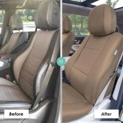 Premium PU Leather Seat Covers - Front Set Tan(Premium Pu Leather Seat Covers Front Set Tan) -FH Group pu002 tan 6