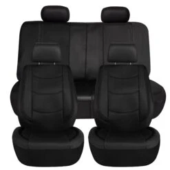Galaxy13 Metallic Striped Deluxe Leatherette Seat Covers - Full Set Black(Galaxy13 Metallic Striped Deluxe Leatherette Seat Covers Full Set Black)