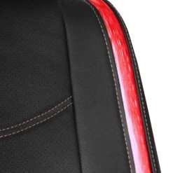 Galaxy13 Metallic Striped Deluxe Leatherette Seat Covers - Full Set Red(Galaxy13 Metallic Striped Deluxe Leatherette Seat Covers Full Set Red) -FH Group pu013 red close
