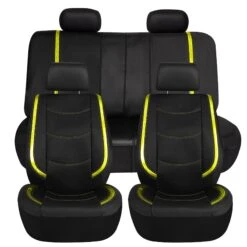 Galaxy13 Metallic Striped Deluxe Leatherette Seat Covers And Matching Floor Mats - Yellow Combo Set(Galaxy13 Metallic Striped Deluxe Leatherette Seat Covers And Matching Floor Mats Yellow Combo Set) 9 Galaxy13 Metallic Striped Deluxe Leatherette Seat Covers And Matching Floor Mats - Yellow Combo Set(Galaxy13 Metallic Striped Deluxe Leatherette Seat Covers And Matching Floor Mats Yellow Combo Set) -FH Group pu013 yellow 3 1