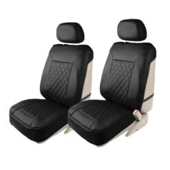 Quality Faux Leather Diamond Pattern Car Seat Cushions - Front Set Black(Quality Faux Leather Diamond Pattern Car Seat Cushions Front Set Black) -FH Group pu088BLACK102 e1568818713840