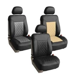 Quality Faux Leather Diamond Pattern Car Seat Cushions - Front Set Beige / Black(Quality Faux Leather Diamond Pattern Car Seat Cushions Front Set Beige Black) 14 Quality Faux Leather Diamond Pattern Car Seat Cushions - Front Set Beige / Black(Quality Faux Leather Diamond Pattern Car Seat Cushions Front Set Beige Black) -FH Group pu088 COLOR VARIATION