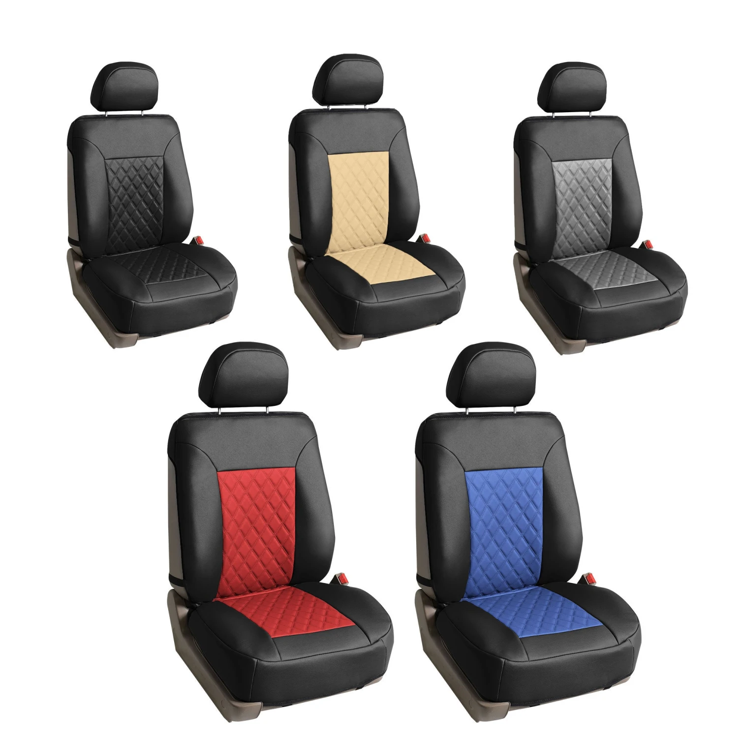 Quality Faux Leather Diamond Pattern Car Seat Cushions - Front Set Beige / Black(Quality Faux Leather Diamond Pattern Car Seat Cushions Front Set Beige Black) 8 Quality Faux Leather Diamond Pattern Car Seat Cushions - Front Set Beige / Black(Quality Faux Leather Diamond Pattern Car Seat Cushions Front Set Beige Black) - Image 8
