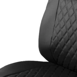 Quality Faux Leather Diamond Pattern Car Seat Cushions - Front Set Black(Quality Faux Leather Diamond Pattern Car Seat Cushions Front Set Black) -FH Group pu088 details black e1568818958574