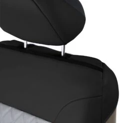 Quality Faux Leather Diamond Pattern Car Seat Cushions - Front Set Black(Quality Faux Leather Diamond Pattern Car Seat Cushions Front Set Black) -FH Group pu088 grayblack closeup e1568819052386