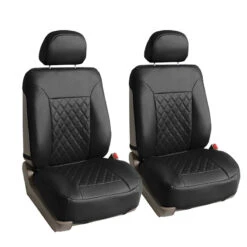 Quality Faux Leather Diamond Pattern Car Seat Cushions - Front Set Black(Quality Faux Leather Diamond Pattern Car Seat Cushions Front Set Black)