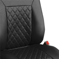Quality Faux Leather Diamond Pattern Car Seat Cushions - Front Set Black(Quality Faux Leather Diamond Pattern Car Seat Cushions Front Set Black) -FH Group pu088black 2
