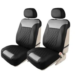 Quality Faux Leather Diamond Pattern Car Seat Cushions - Front Set Gray / Black(Quality Faux Leather Diamond Pattern Car Seat Cushions Front Set Gray Black) -FH Group pu089BLACKGRAY102whitebackground pt2 e1568817849521 3e04a625 0245 4e98 bd92 adc181f29f61