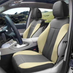 Apex90 Superior Faux Leather Car Seat Covers - Front Set Beige(Apex90 Superior Faux Leather Car Seat Covers Front Set Beige) -FH Group pu090102beige 3