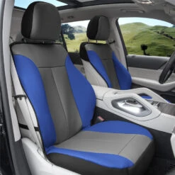 Apex90 Superior Faux Leather Car Seat Covers - Front Set Blue(Apex90 Superior Faux Leather Car Seat Covers Front Set Blue) -FH Group pu090102blue 2