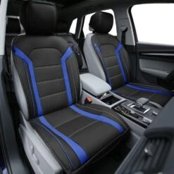 Futuristic Faux Leather Seat Cushions - Full Set Blue(Futuristic Faux Leather Seat Cushions Full Set Blue) -FH Group pu208blue102 interior front e1574192533844 cbe3b9a9 3137 406e a75a fe5fc3396821