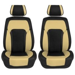 Tour19 Faux Leather 3D Mesh Seat Cushions - Front Set Beige(Tour19 Faux Leather 3d Mesh Seat Cushions Front Set Beige)