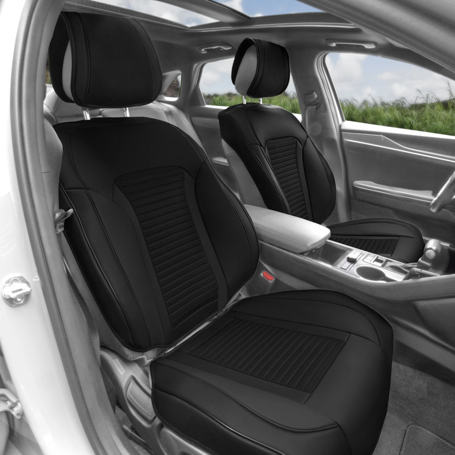 Tour19 Faux Leather 3D Mesh Seat Cushions - Front Set Black(Tour19 Faux Leather 3d Mesh Seat Cushions Front Set Black) 3 Tour19 Faux Leather 3D Mesh Seat Cushions - Front Set Black(Tour19 Faux Leather 3d Mesh Seat Cushions Front Set Black) - Image 3