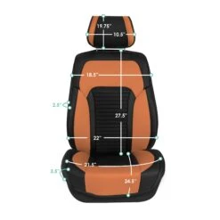 Tour19 Faux Leather 3D Mesh Seat Cushions - Front Set Brown(Tour19 Faux Leather 3d Mesh Seat Cushions Front Set Brown) -FH Group pu219brown dimension