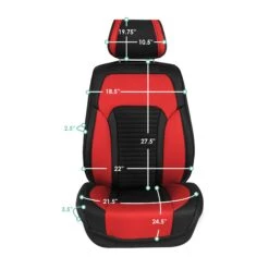Tour19 Faux Leather 3D Mesh Seat Cushions - Front Set Red(Tour19 Faux Leather 3d Mesh Seat Cushions Front Set Red) 9 Tour19 Faux Leather 3D Mesh Seat Cushions - Front Set Red(Tour19 Faux Leather 3d Mesh Seat Cushions Front Set Red) -FH Group pu219red dimension