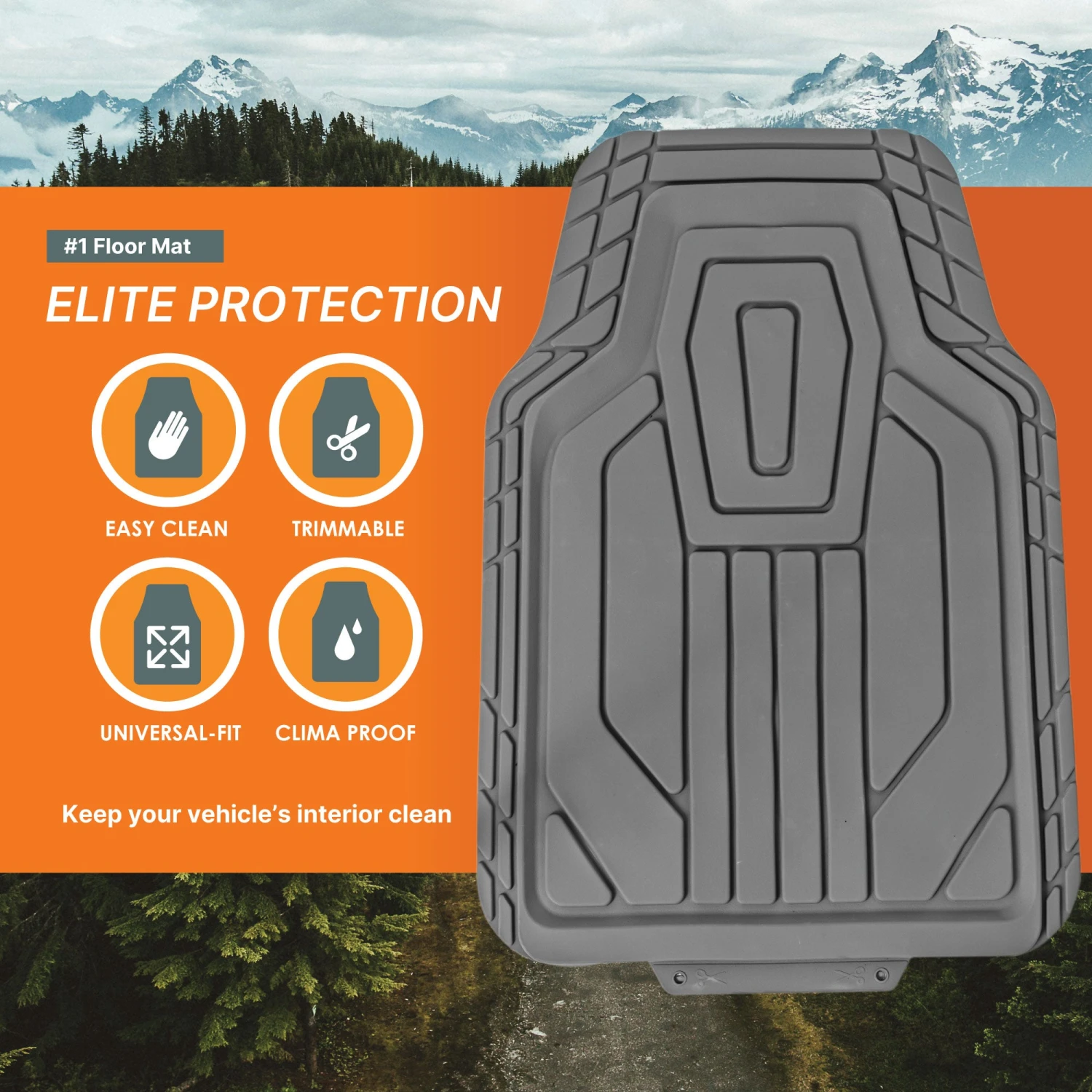 Classic Symmetrical Car Floor Mats - Full Set Gray(Classic Symmetrical Car Floor Mats Full Set Gray) 4 Classic Symmetrical Car Floor Mats - Full Set Gray(Classic Symmetrical Car Floor Mats Full Set Gray) - Image 4