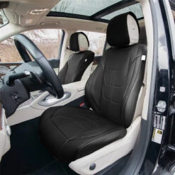 Bionic70 Deluxe Faux Leather Car Seat Covers With Contrast Stitching - Front Set Black(Bionic70 Deluxe Faux Leather Car Seat Covers With Contrast Stitching Front Set Black)