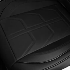 Bionic70 Deluxe Faux Leather Car Seat Covers With Contrast Stitching - Front Set Black(Bionic70 Deluxe Faux Leather Car Seat Covers With Contrast Stitching Front Set Black) -FH Group tp70002 black 5