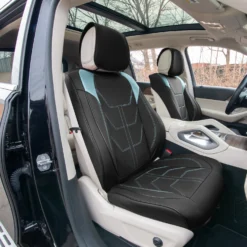 Bionic70 Deluxe Faux Leather Car Seat Covers With Contrast Stitching - Front Set Blue(Bionic70 Deluxe Faux Leather Car Seat Covers With Contrast Stitching Front Set Blue) -FH Group tp70002 blue 2