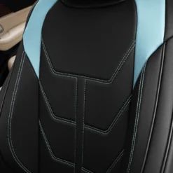 Bionic70 Deluxe Faux Leather Car Seat Covers With Contrast Stitching - Front Set Blue(Bionic70 Deluxe Faux Leather Car Seat Covers With Contrast Stitching Front Set Blue) -FH Group tp70002 blue 3