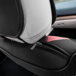 Bionic70 Deluxe Faux Leather Car Seat Covers With Contrast Stitching - Front Set Pink(Bionic70 Deluxe Faux Leather Car Seat Covers With Contrast Stitching Front Set Pink) -FH Group tp70002 pink 6