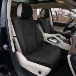 Hybrid70 Deluxe Faux Leather Car Seat Covers With Modern Pattern - Front Set Black(Hybrid70 Deluxe Faux Leather Car Seat Covers With Modern Pattern Front Set Black) 11 Hybrid70 Deluxe Faux Leather Car Seat Covers With Modern Pattern - Front Set Black(Hybrid70 Deluxe Faux Leather Car Seat Covers With Modern Pattern Front Set Black) -FH Group tp70003 black 2