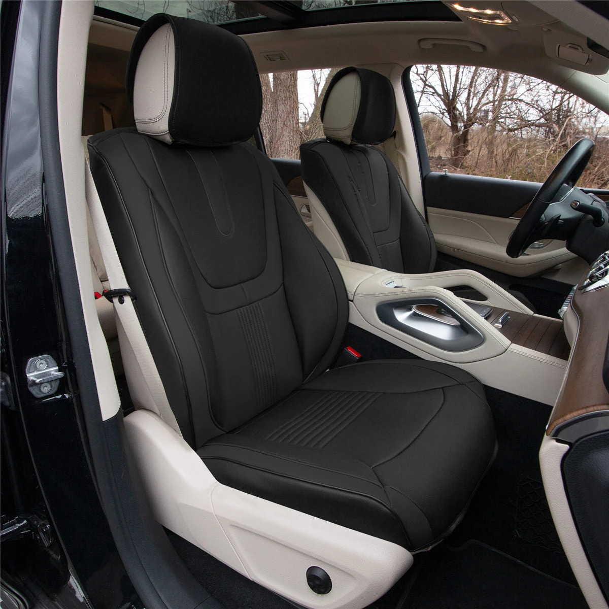 Hybrid70 Deluxe Faux Leather Car Seat Covers With Modern Pattern - Front Set Black(Hybrid70 Deluxe Faux Leather Car Seat Covers With Modern Pattern Front Set Black) 6 Hybrid70 Deluxe Faux Leather Car Seat Covers With Modern Pattern - Front Set Black(Hybrid70 Deluxe Faux Leather Car Seat Covers With Modern Pattern Front Set Black) - Image 6