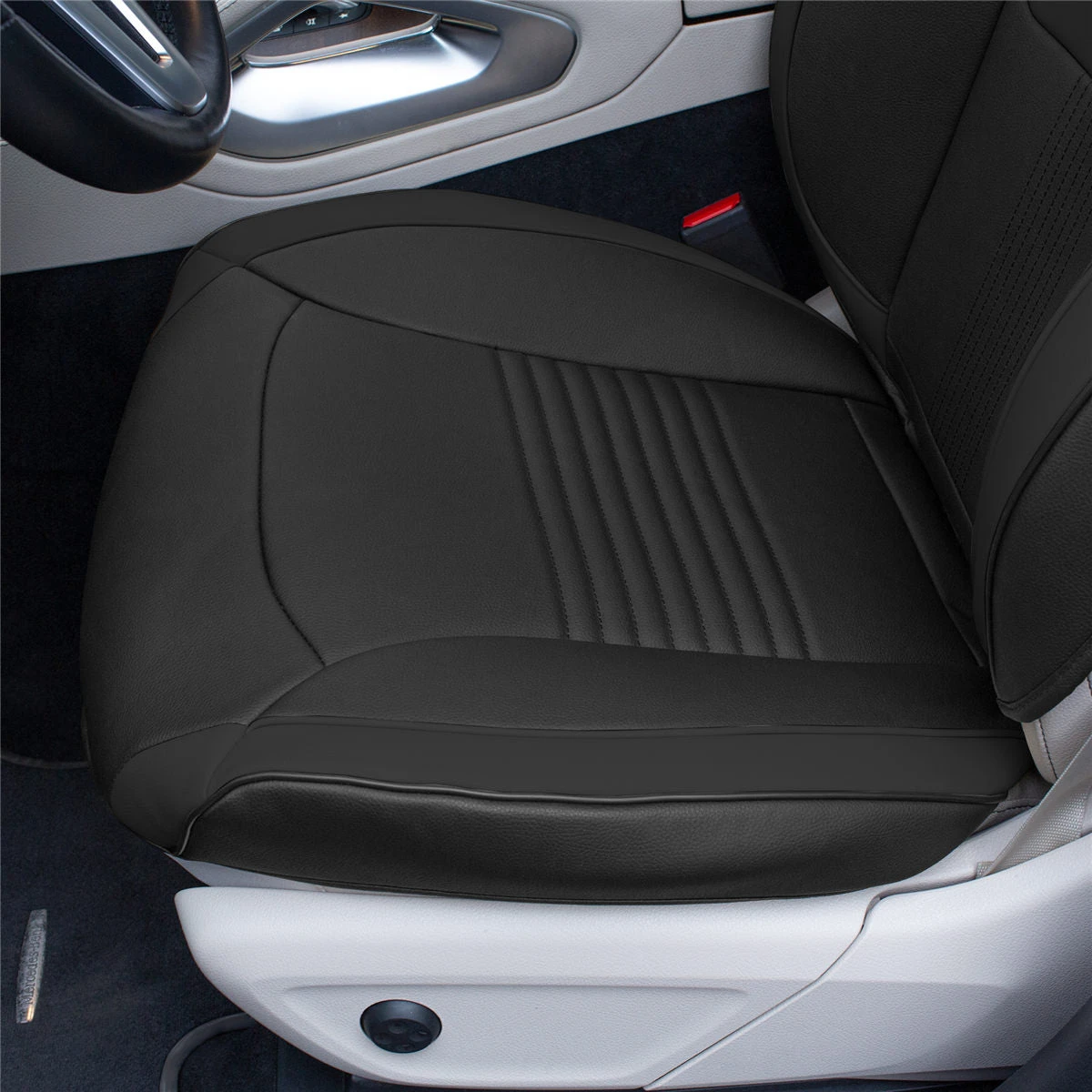 Hybrid70 Deluxe Faux Leather Car Seat Covers With Modern Pattern - Front Set Black(Hybrid70 Deluxe Faux Leather Car Seat Covers With Modern Pattern Front Set Black) 4 Hybrid70 Deluxe Faux Leather Car Seat Covers With Modern Pattern - Front Set Black(Hybrid70 Deluxe Faux Leather Car Seat Covers With Modern Pattern Front Set Black) - Image 4