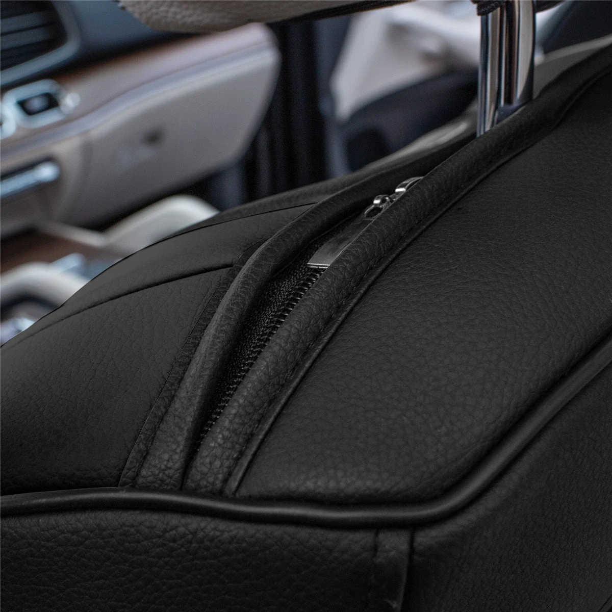 Hybrid70 Deluxe Faux Leather Car Seat Covers With Modern Pattern - Front Set Black(Hybrid70 Deluxe Faux Leather Car Seat Covers With Modern Pattern Front Set Black) 2 Hybrid70 Deluxe Faux Leather Car Seat Covers With Modern Pattern - Front Set Black(Hybrid70 Deluxe Faux Leather Car Seat Covers With Modern Pattern Front Set Black) - Image 2