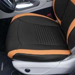 Hybrid70 Deluxe Faux Leather Car Seat Covers With Modern Pattern - Front Set Brown(Hybrid70 Deluxe Faux Leather Car Seat Covers With Modern Pattern Front Set Brown) -FH Group tp70003 brown 4