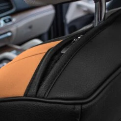 Hybrid70 Deluxe Faux Leather Car Seat Covers With Modern Pattern - Front Set Brown(Hybrid70 Deluxe Faux Leather Car Seat Covers With Modern Pattern Front Set Brown) -FH Group tp70003 brown 6