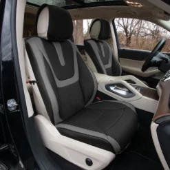 Hybrid70 Deluxe Faux Leather Car Seat Covers With Modern Pattern - Front Set Gray(Hybrid70 Deluxe Faux Leather Car Seat Covers With Modern Pattern Front Set Gray) 9 Hybrid70 Deluxe Faux Leather Car Seat Covers With Modern Pattern - Front Set Gray(Hybrid70 Deluxe Faux Leather Car Seat Covers With Modern Pattern Front Set Gray) -FH Group tp70003 gray 2