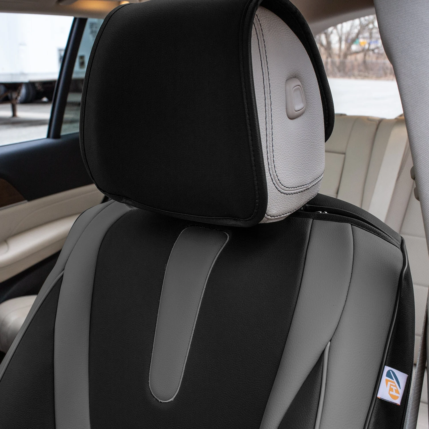 Hybrid70 Deluxe Faux Leather Car Seat Covers With Modern Pattern - Front Set Gray(Hybrid70 Deluxe Faux Leather Car Seat Covers With Modern Pattern Front Set Gray) 6 Hybrid70 Deluxe Faux Leather Car Seat Covers With Modern Pattern - Front Set Gray(Hybrid70 Deluxe Faux Leather Car Seat Covers With Modern Pattern Front Set Gray) - Image 6