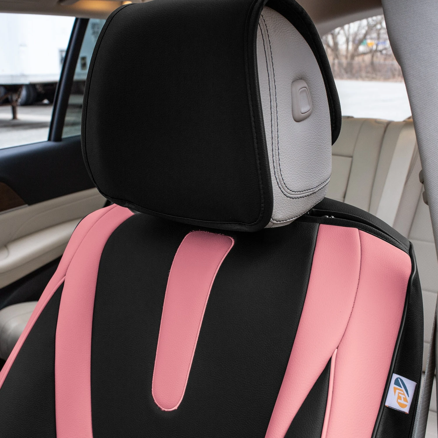 Hybrid70 Deluxe Faux Leather Car Seat Covers With Modern Pattern - Front Set Pink(Hybrid70 Deluxe Faux Leather Car Seat Covers With Modern Pattern Front Set Pink) 6 Hybrid70 Deluxe Faux Leather Car Seat Covers With Modern Pattern - Front Set Pink(Hybrid70 Deluxe Faux Leather Car Seat Covers With Modern Pattern Front Set Pink) - Image 6