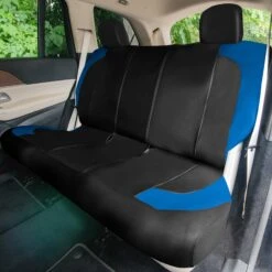 TLH Universal Fit Car Seat Cover - Full Set Of Automotive Faux Leather Seat Covers Blue(Tlh Universal Fit Car Seat Cover Full Set Of Automotive Seat Covers Blue) -FH Group tp70007 blue 3