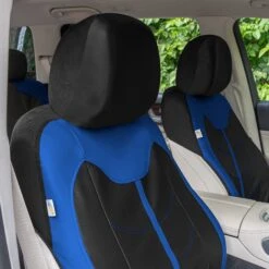 TLH Universal Fit Car Seat Cover - Full Set Of Automotive Faux Leather Seat Covers Blue(Tlh Universal Fit Car Seat Cover Full Set Of Automotive Seat Covers Blue) -FH Group tp70007 blue 6