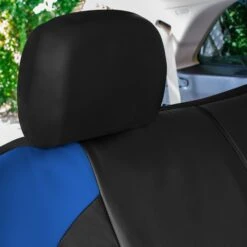 TLH Universal Fit Car Seat Cover - Full Set Of Automotive Faux Leather Seat Covers Blue(Tlh Universal Fit Car Seat Cover Full Set Of Automotive Seat Covers Blue) -FH Group tp70007 blue 7