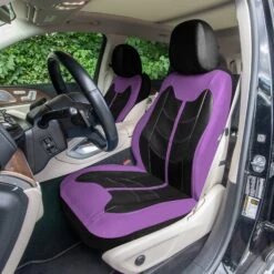 TLH Universal Fit Car Seat Cover - Full Set Of Automotive Faux Leather Seat Covers Purple(Tlh Universal Fit Car Seat Cover Full Set Of Automotive Seat Covers Purple)